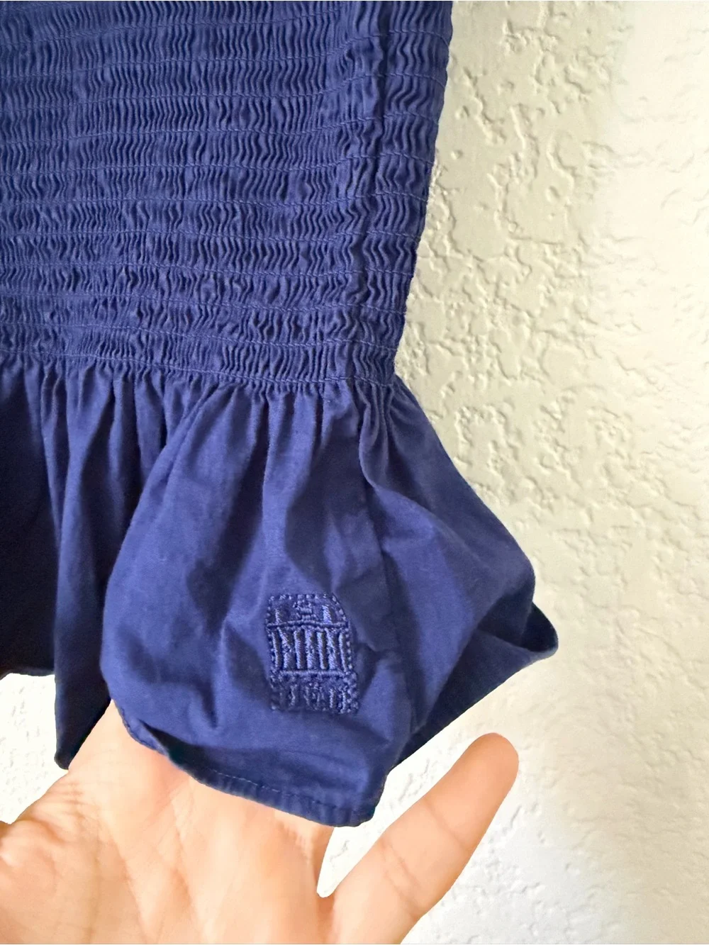 Hill House Paz Smocked Peplum Navy Blue Top Small